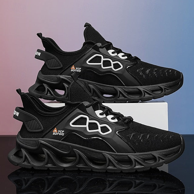 Men's Yellow Performance Sneakers with Flame Design,