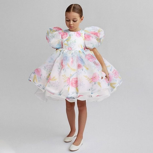Dress Flower Party Color Girl Girls' Kids Solid