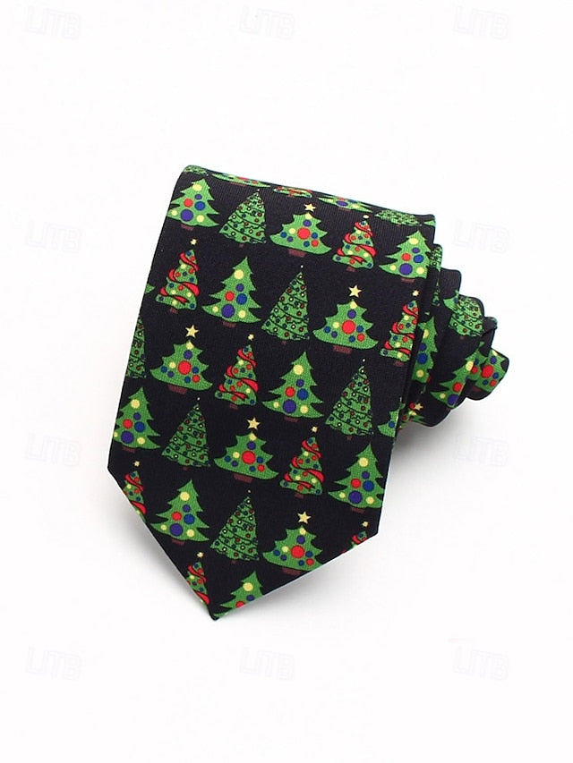 Tree Tie Polyester Santa Men's – Christmas and Fun Silk