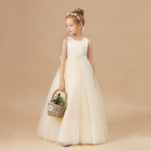 Party Dress Kids Flower Color Solid Girl Girls'