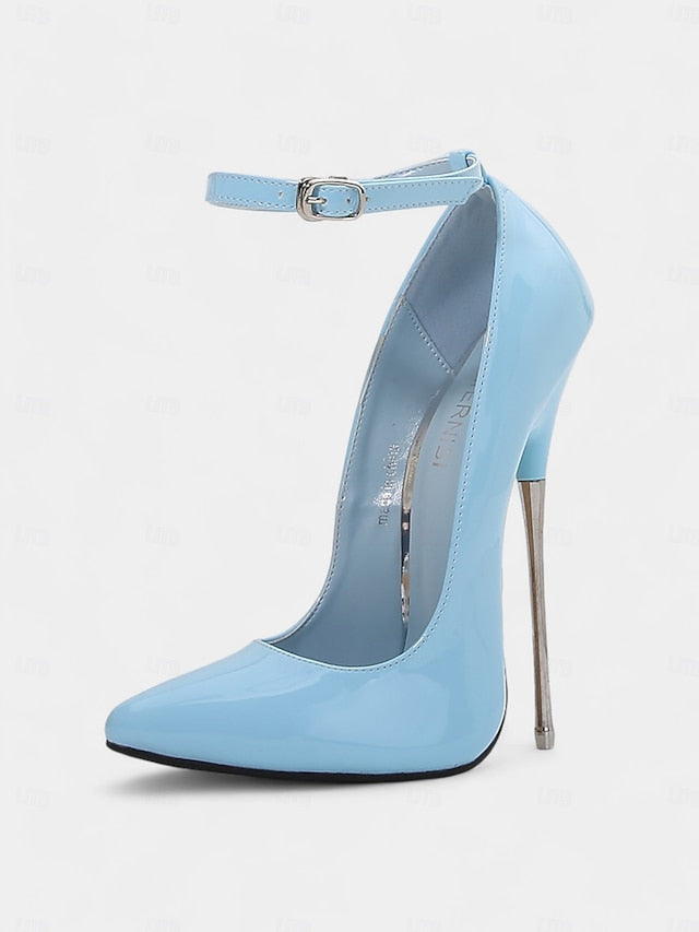 Ankle Red Women's with Patent Stiletto Heels Leather Strap