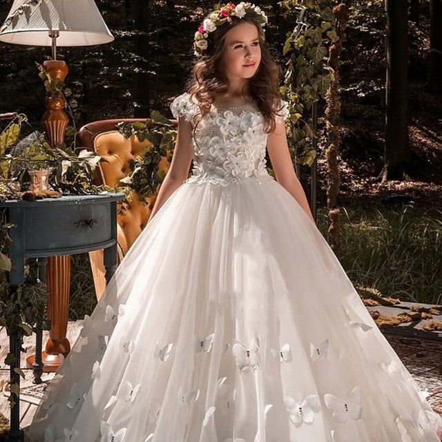 Flower Dress Kids First Girls' Solid Girl Communion