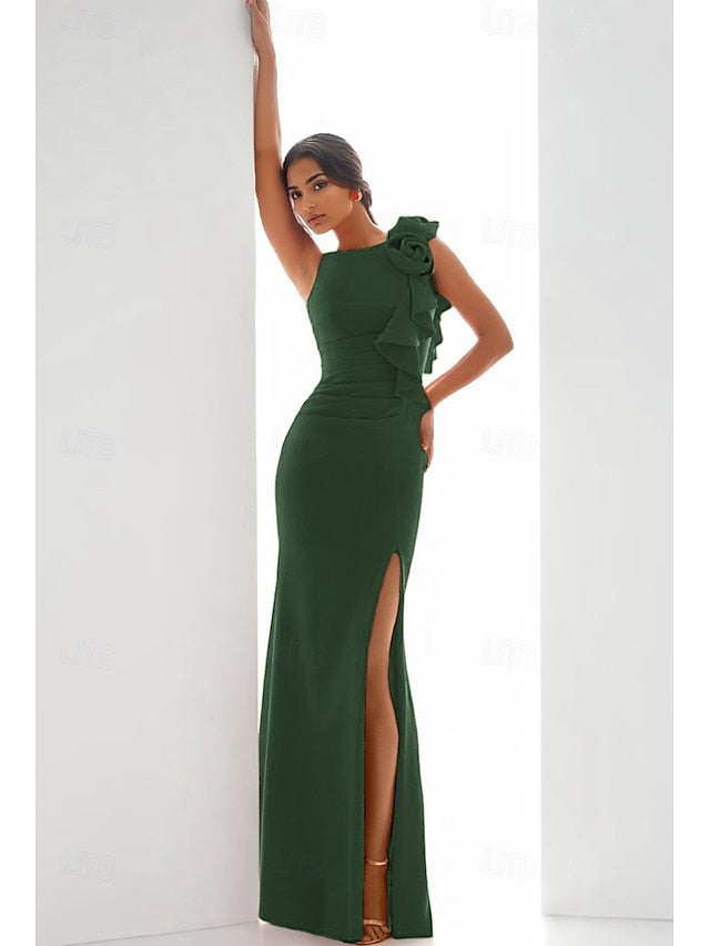 Gown Evening Wedding Formal Guest Column Sheath Elegant Dress /