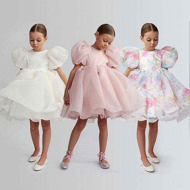 Dress Flower Party Color Girl Girls' Kids Solid