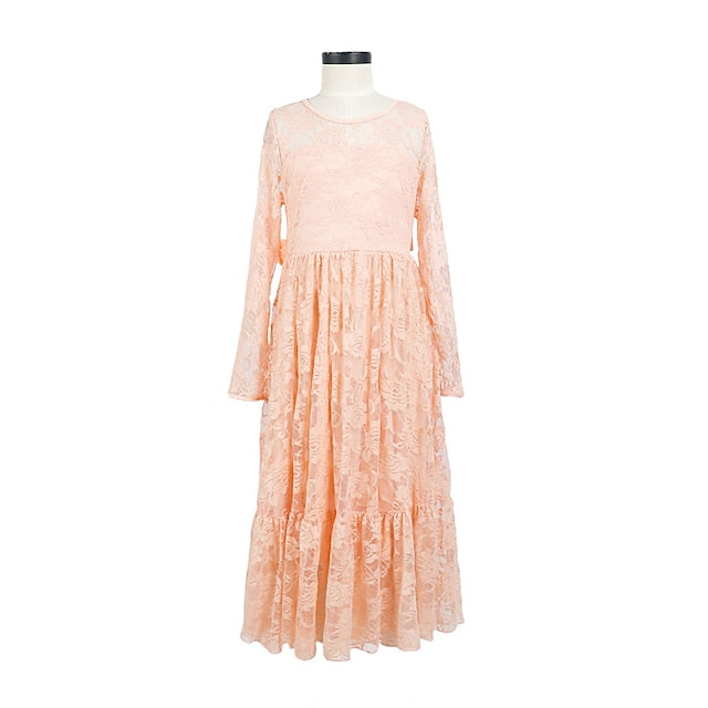 Flower Colored Kids Girl Girls' Long Solid Dress
