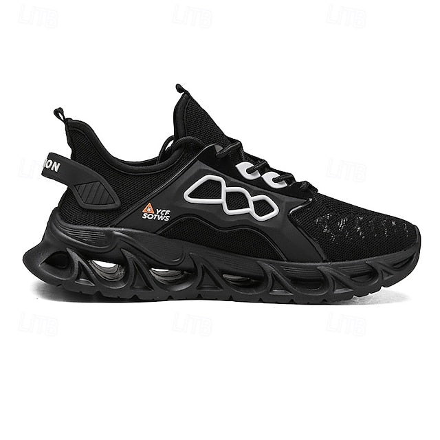 Men's Yellow Performance Sneakers with Flame Design,