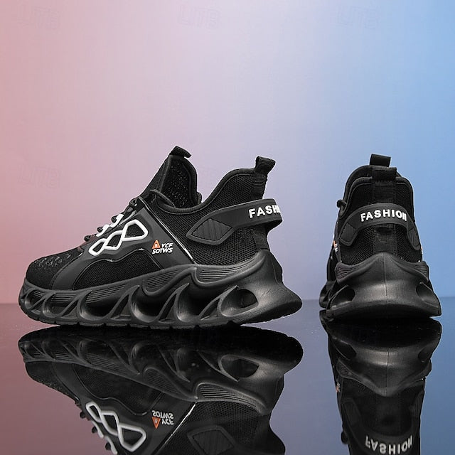 Men's Yellow Performance Sneakers with Flame Design,