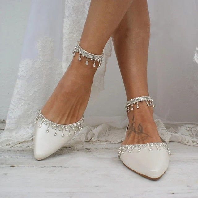 Elegant Wedding White with Shoes Women's Flats – Bridal