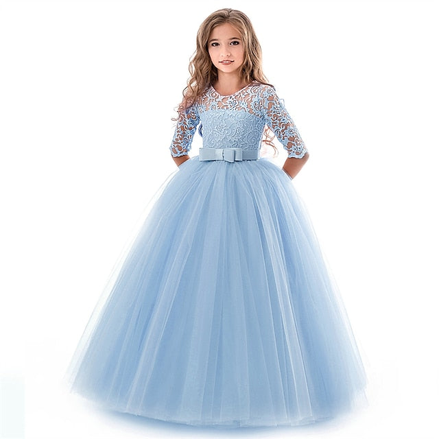 Dress Girls' Wedding Flower Girl Half Sleeve Kids
