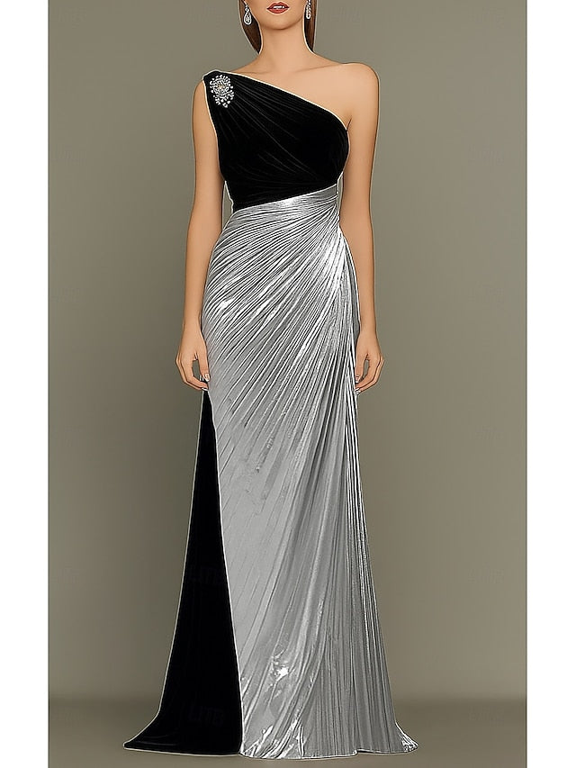 Column Dress Formal Elegant Black Gown Gold Wedding Evening