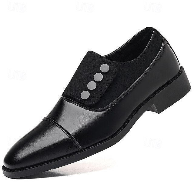Black Decor Men's Slip-On Button Shoes Classic