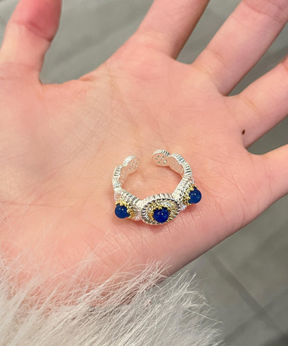 Blue Zircon Rings Chalcedony Art Daisy Little Alloy