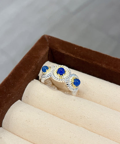 Blue Zircon Rings Chalcedony Art Daisy Little Alloy