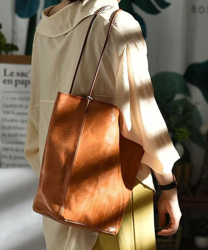 Large Leather Capacity Bucket Bag Green Boho