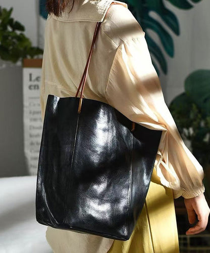 Large Leather Capacity Bucket Bag Green Boho