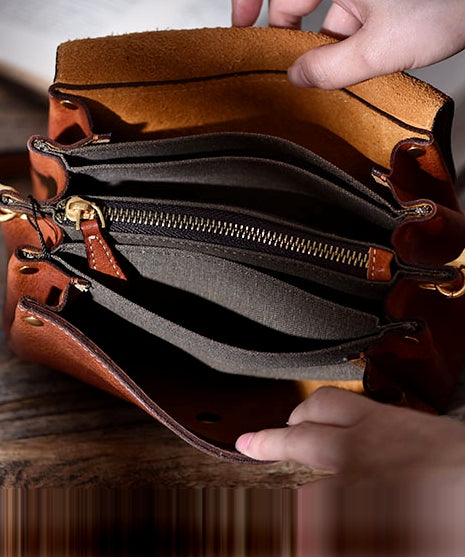 Khaki Durable Bag Cross-body Solid Leather Botique