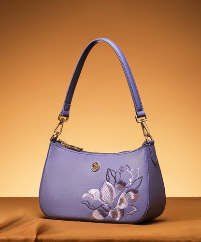Bag Leather Boutique Purple Calf Embroideried CrossBody