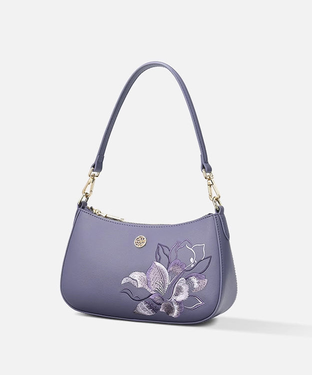 Bag Leather Boutique Purple Calf Embroideried CrossBody