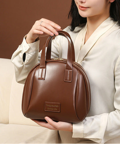 Solid Handbag Tote Casual Durable Faux Leather Brown