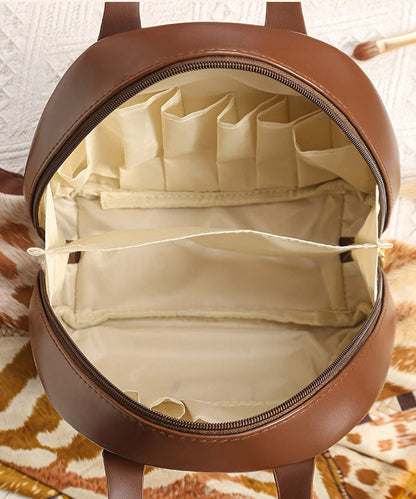 Solid Handbag Tote Casual Durable Faux Leather Brown