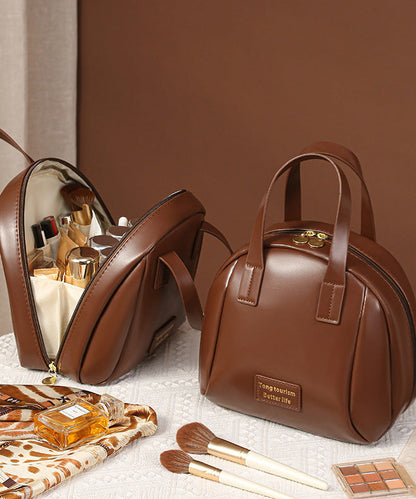 Solid Handbag Tote Casual Durable Faux Leather Brown