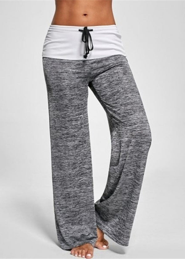SampleCasual Grey Drawstring Patchwork Cotton Pants Summer