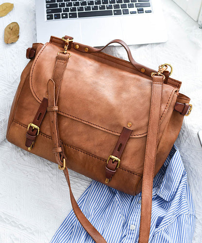 Bag Leather Large Capacity Messenger Khaki CrossBody Casual