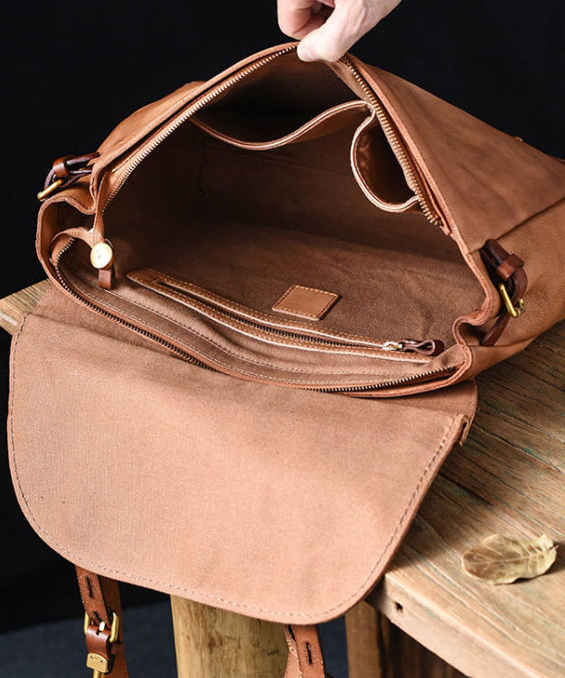 Bag Leather Large Capacity Messenger Khaki CrossBody Casual