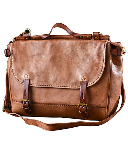 Bag Leather Large Capacity Messenger Khaki CrossBody Casual