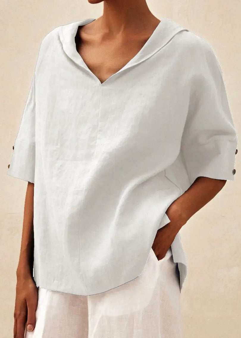 SampleCasual Orange O-Neck Side Open Shirts Short Sleeve