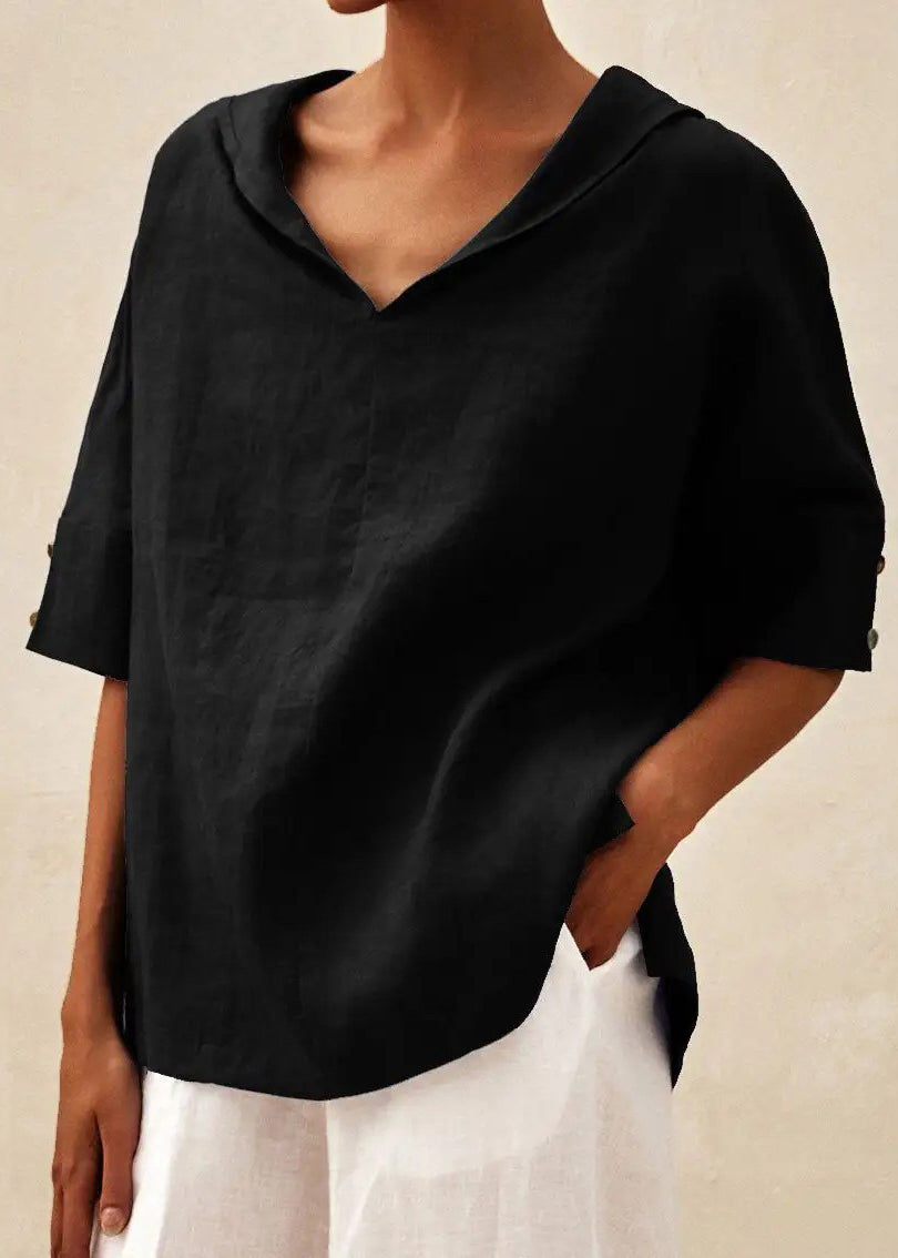 SampleCasual Orange O-Neck Side Open Shirts Short Sleeve