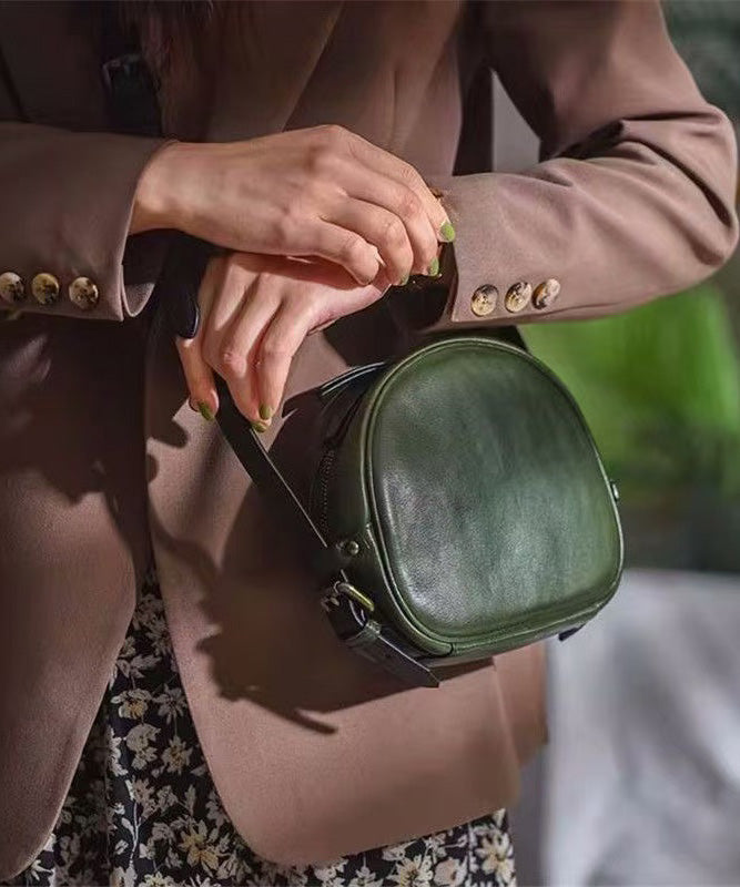 CrossBody Casual Durable Solid Leather Round Bag