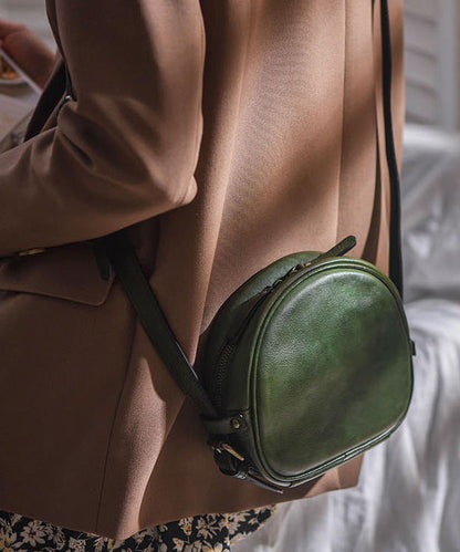 CrossBody Casual Durable Solid Leather Round Bag