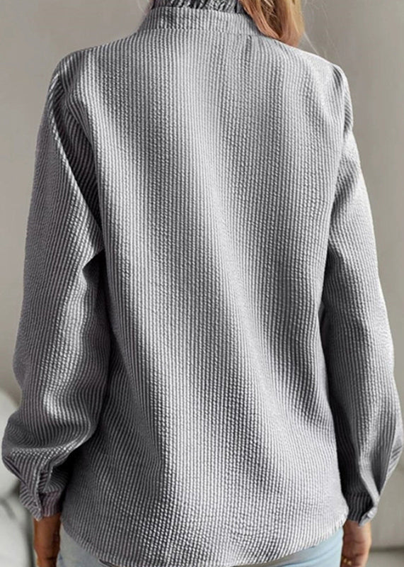 Collar Shirts Ruffled Sleeve Chic Stand Black Lantern