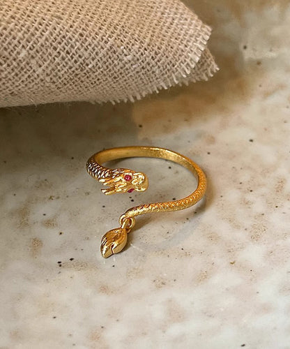 Copper Dragon Overgild Chinese Shaped Gold Style Open Rings