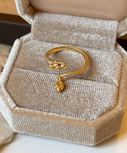 Copper Dragon Overgild Chinese Shaped Gold Style Open Rings