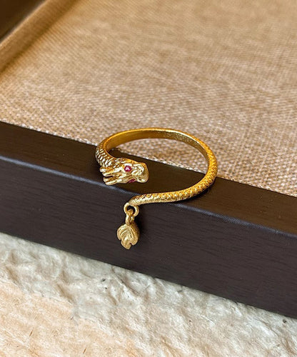 Copper Dragon Overgild Chinese Shaped Gold Style Open Rings