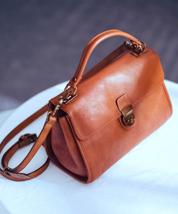 Messenger Bag Orange Solid Versatile Leather Durable Classy