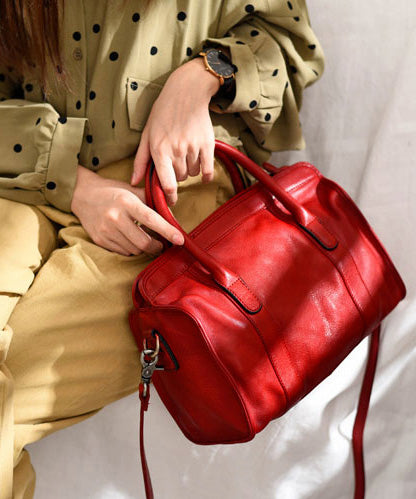 Large Leather Capacity Tote Red Handbag Classy