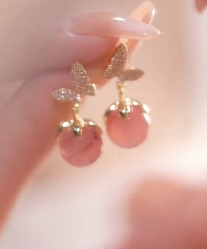 Earrings Cute Pink Zircon Stone Stud Eye Cat Butterfly Alloy