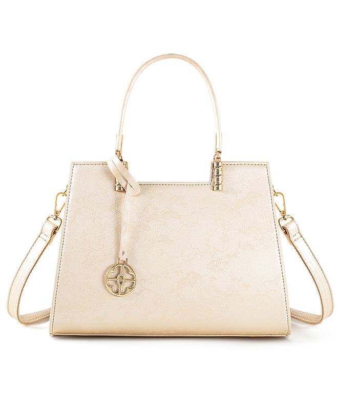 Tote Bag Elegant Jacquard Beige Versatile