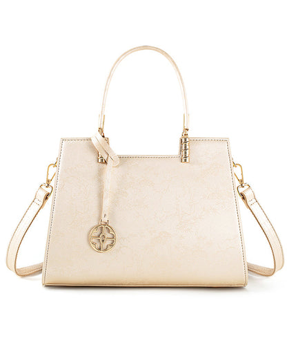 Tote Bag Elegant Jacquard Beige Versatile