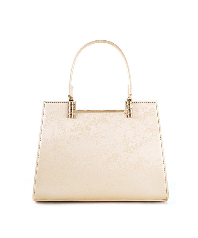 Tote Bag Elegant Jacquard Beige Versatile