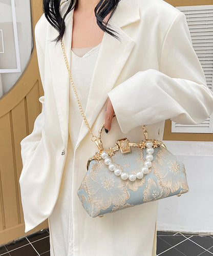 Elegant Handbag Satin Tote Pearl Zircon Khaki
