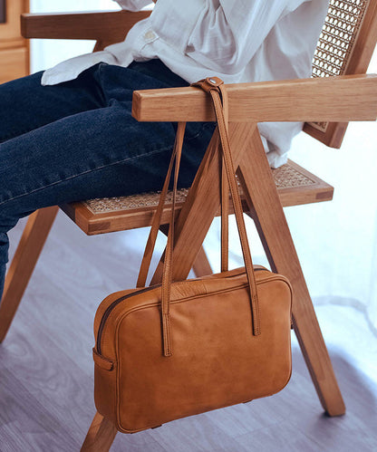 Orange Shoulder Square Bags Leather Elegant Durable