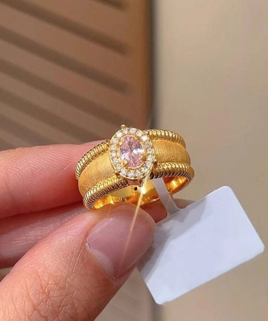 Overgild Zircon Sterling Rings Gold Silver Open Fashion