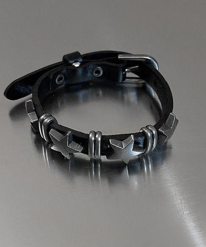 Alloy Three-Piece Star PU Chain Fine Grey Bracelet Set