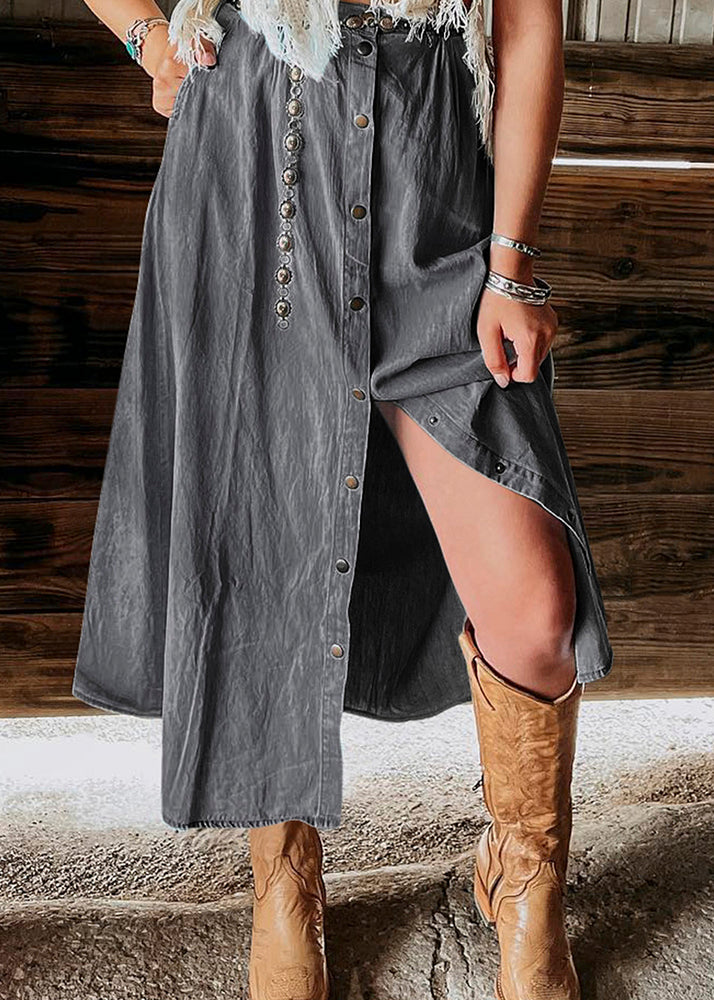 Denim Summer Light Pockets Waist Skirt High Italian Blue