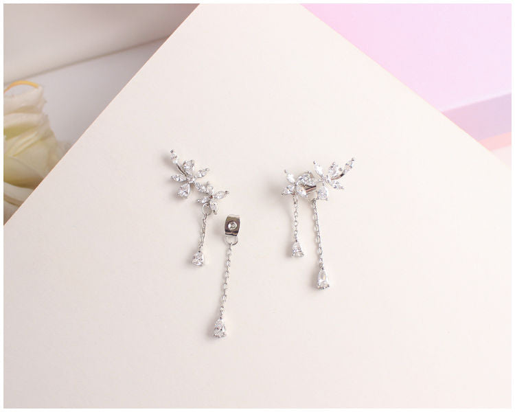 Stud Rhinestone Floral / Clip-On Earrings