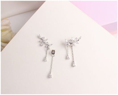 Stud Rhinestone Floral / Clip-On Earrings
